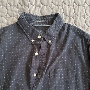 American Eagle Outfitters Dark Blue Polka Dot Shirt